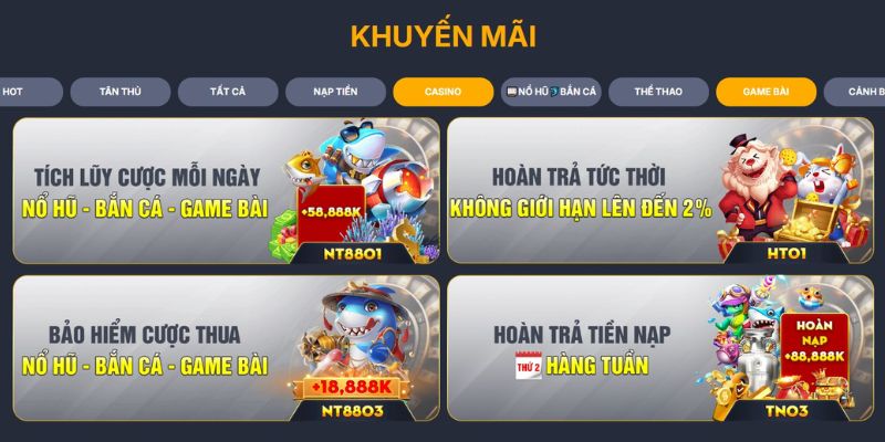 Chương trình khuyến mãi cho hội viên tham gia sảnh game bài